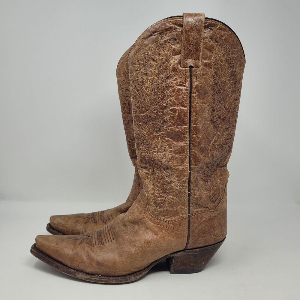 [SOLD]Dan Post Boots Womens 9.5M Santa Rosa Snip Toe Tan Western Cowboy DP3463 - Picture 5 of 10